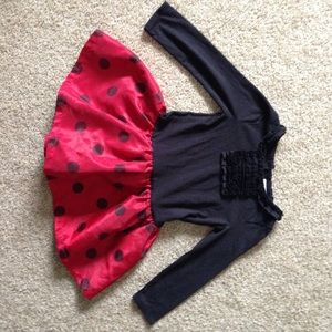 2T Red and Black Poka Dot Dress